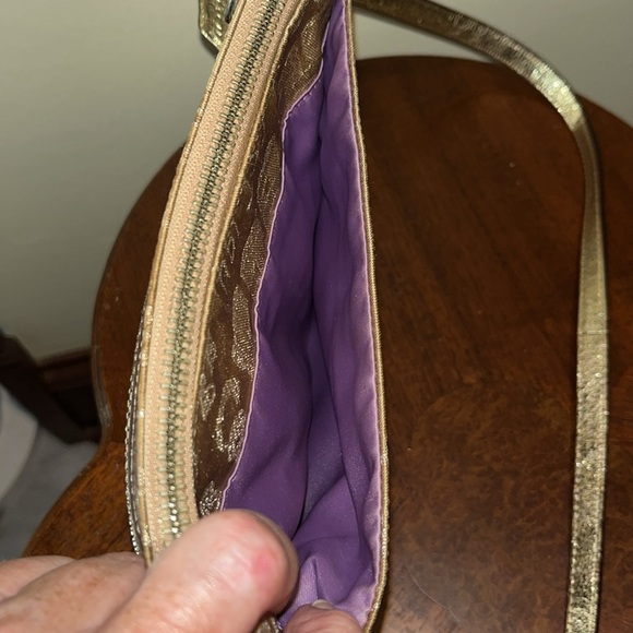 Coach Poppy Crossbody bag Vintage Gold/gold metallic poppy print & trim EVC - Picture 7 of 11